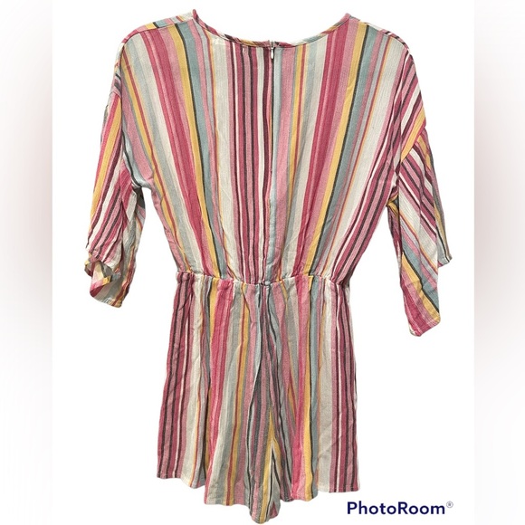 Andthewhy Multicolor short sleeve striped shorts romper size Small - Picture 7 of 7